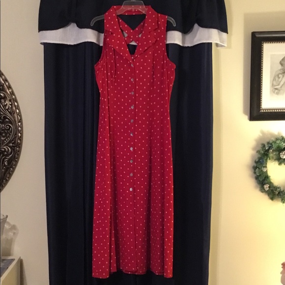 Sheri Martin Dresses & Skirts - Sheri Martin Maxi Red & White Polkadot Dress